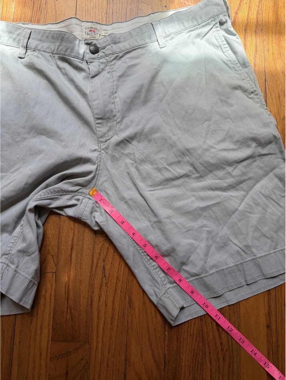 Faherty All Day Shorts Mens 38 Light Gray Hybrid Stretch Chino Flat Front